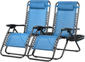 Nazhura Set of 2 Adjustable Steel Mesh Zero Gravity Lounge Chairs