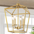 Farmhouse Chandelier 4-Light Gold Pendant Light Fixture - Adjustable