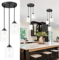 TENGXIN Modern Pendant Light Matte Black Dual Glass Shade - Farmhouse