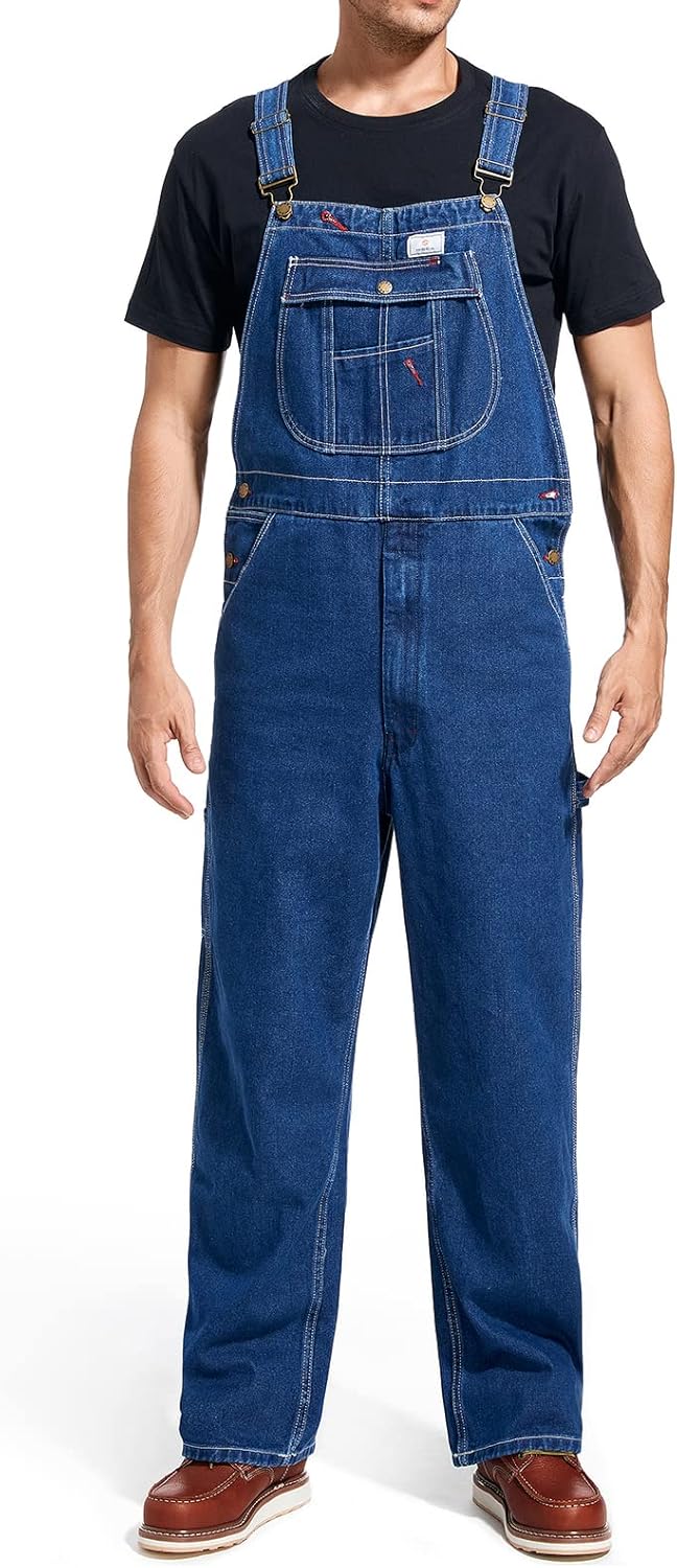 HISEA Men's Denim Bib Overall for Comfort and Durability