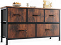 OLIXIS Dresser for Bedroom with 5 Drawers - Wide Rustic Brown Chest