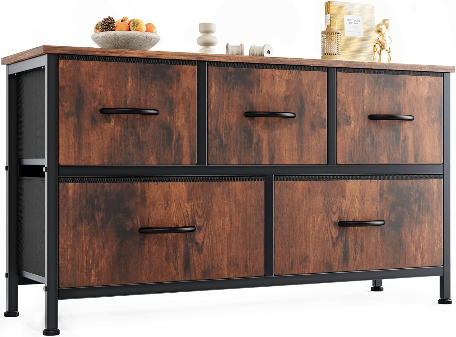 OLIXIS Dresser with 5 Drawers for Bedroom and Storage Needs