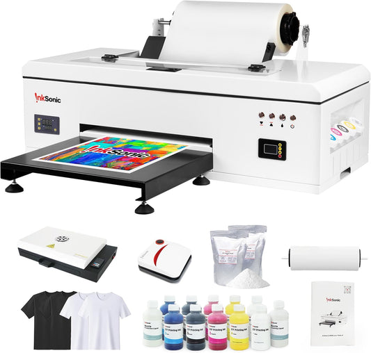 InkSonic L1800 DTF Printer Bundle: White Ink, Auto Cleaning!