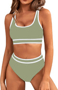 High Waisted Bikini Sets Sporty Two Piece Swimsuits (Style KGX7)