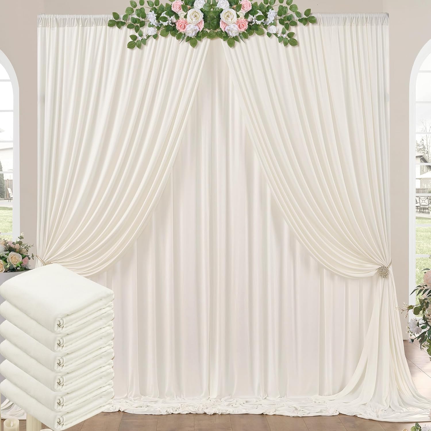 Wrinkle-Free Ivory Party Backdrop Set - Perfect for Events!