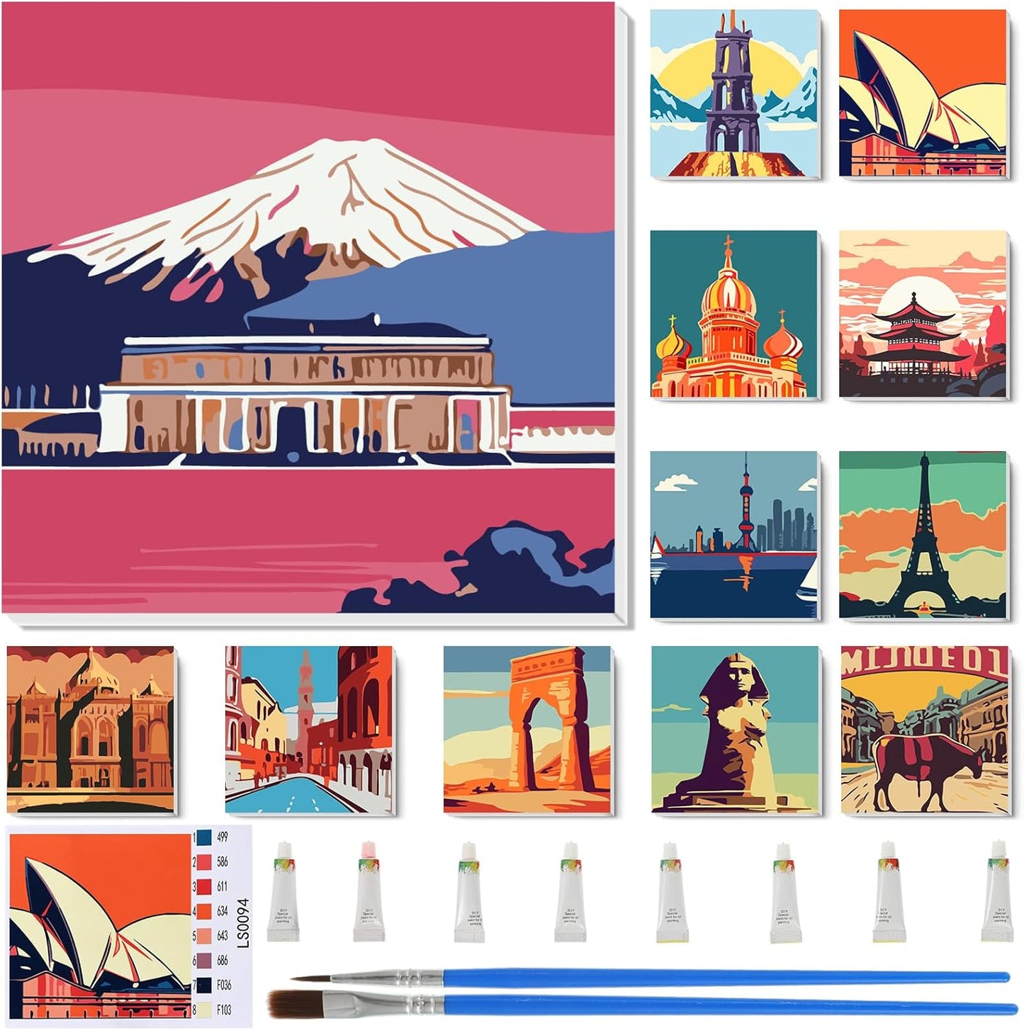 Nezyo 12 Sets Paint by Numbers Kit for Adult Beginners Fun