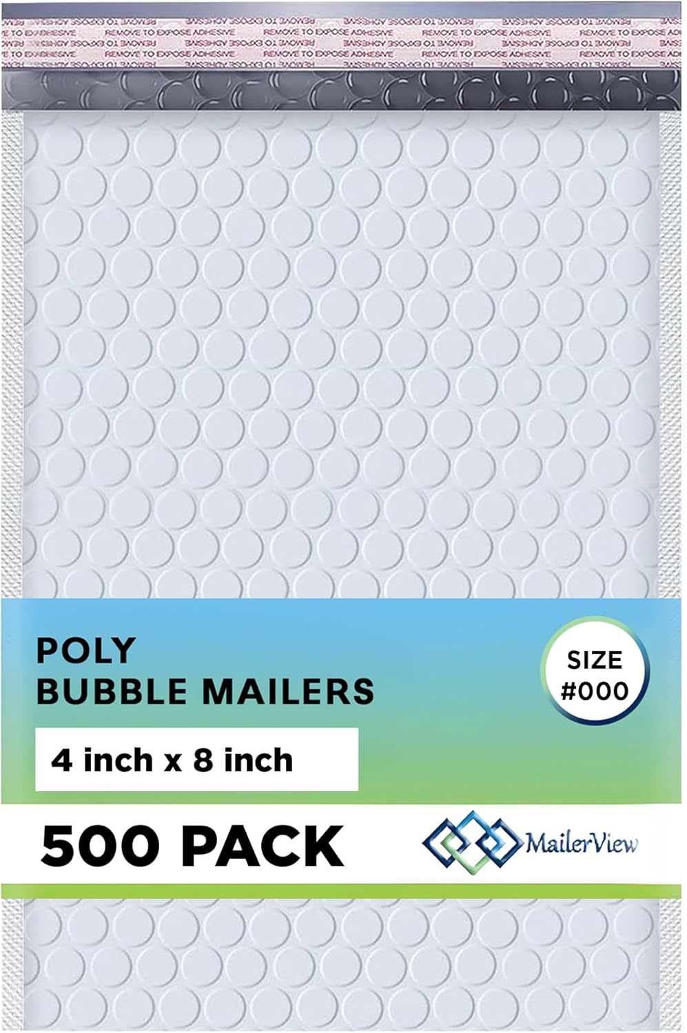 White Small Bubble Mailers 4x8in by MAILERVIEW - 500 Pack