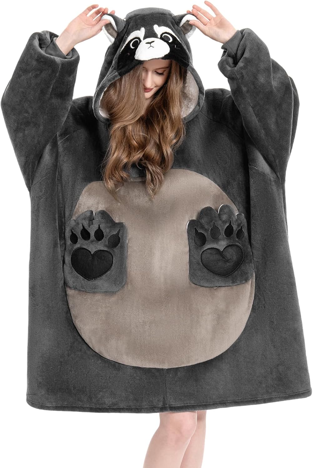 Wearable Blanket Hoodie for Adults - Cozy Sherpa Fleece Design