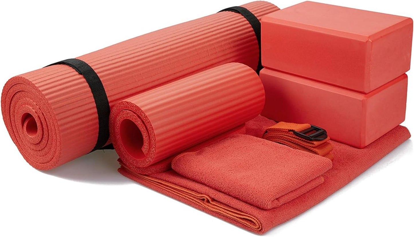 BalanceFrom 7-Piece Yoga Set with Extra Thick 71in Mat and Sling