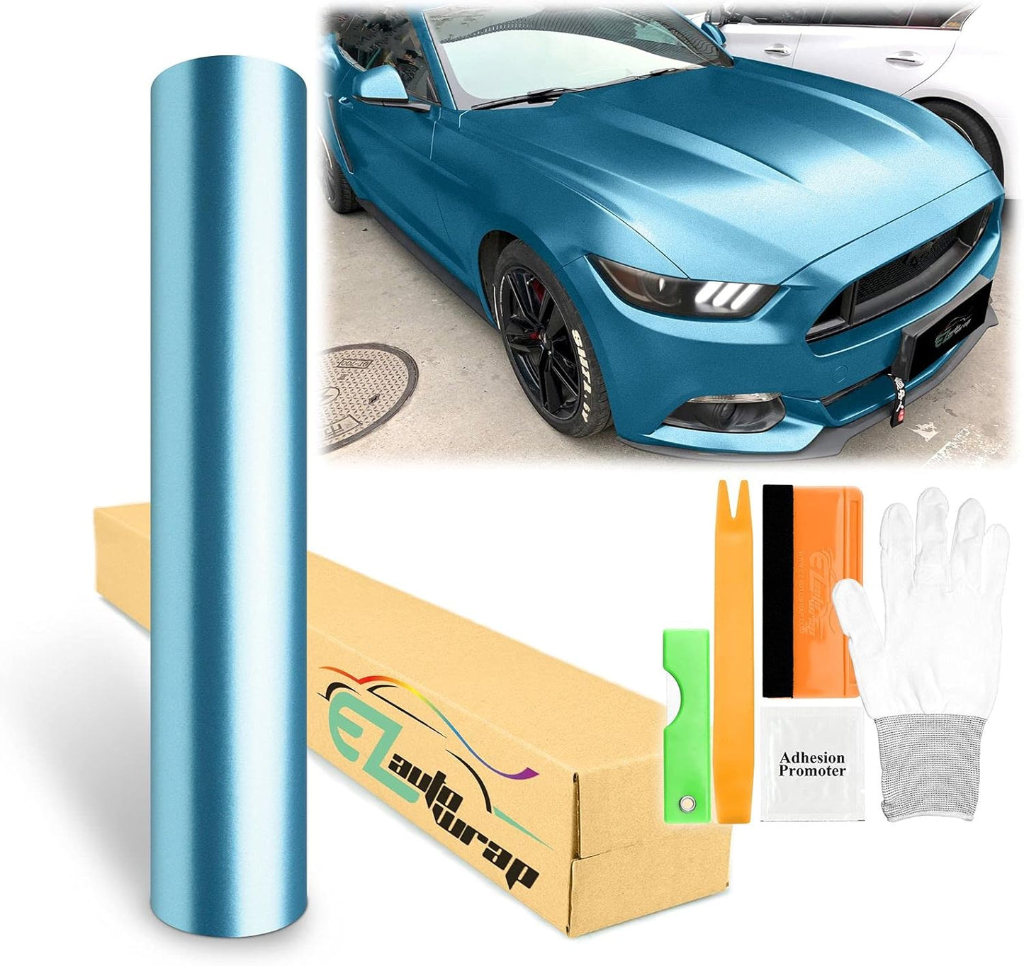 60inx420in Lake Blue Matte Metallic Satin Pearl Vinyl Wrap Sticker