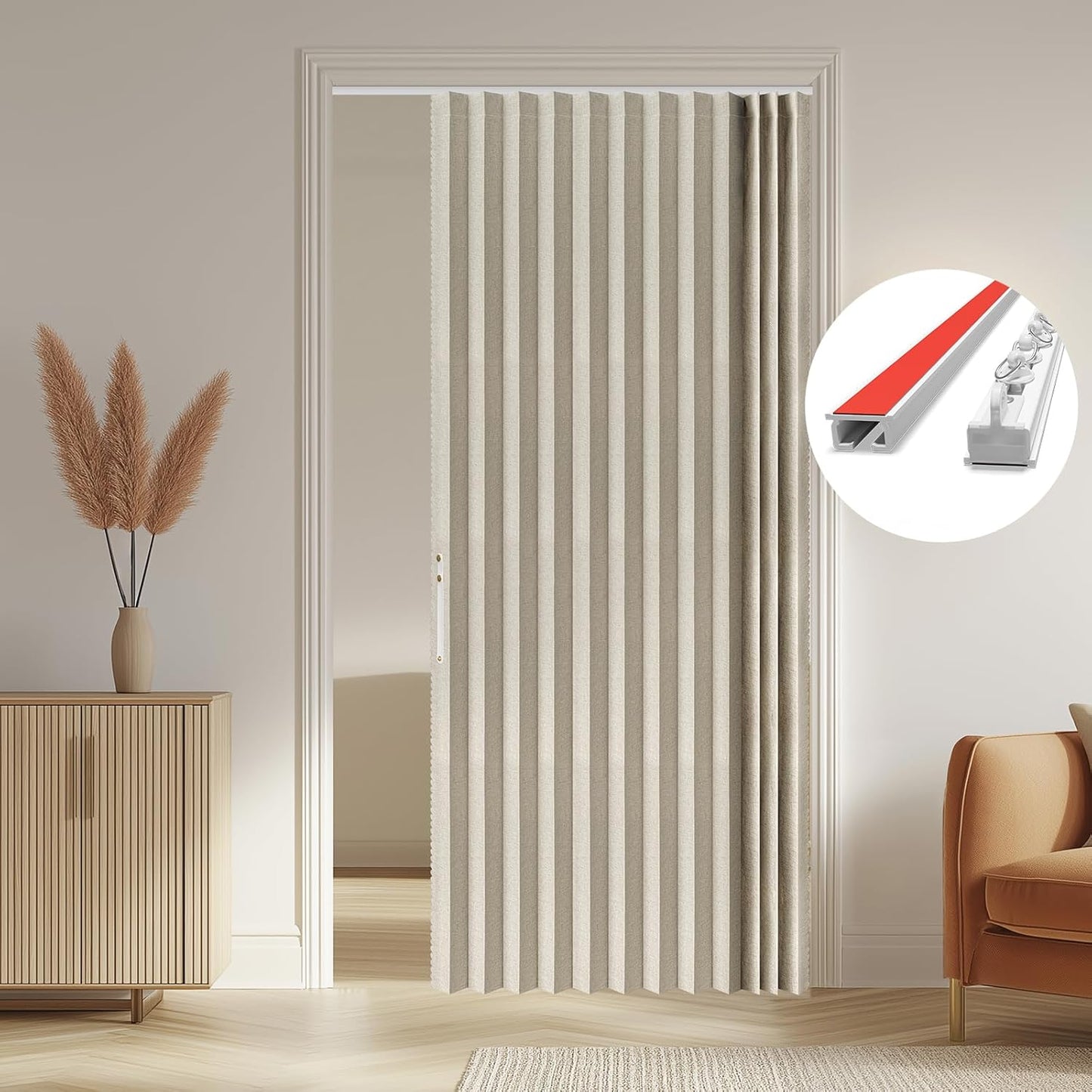 AJAZZ 100% Blackout Accordion Door Curtain for Home Use