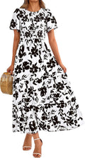 Women's 2025 Floral Smocked Tiered Maxi Dress - Flowy Summer Favorite