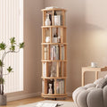 Solid Wood Rotating Bookshelf - 5 Tier 360 Spinning Tower