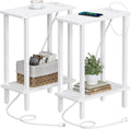 TUTOTAK Small End Table with Charging Station - Slim Nightstand