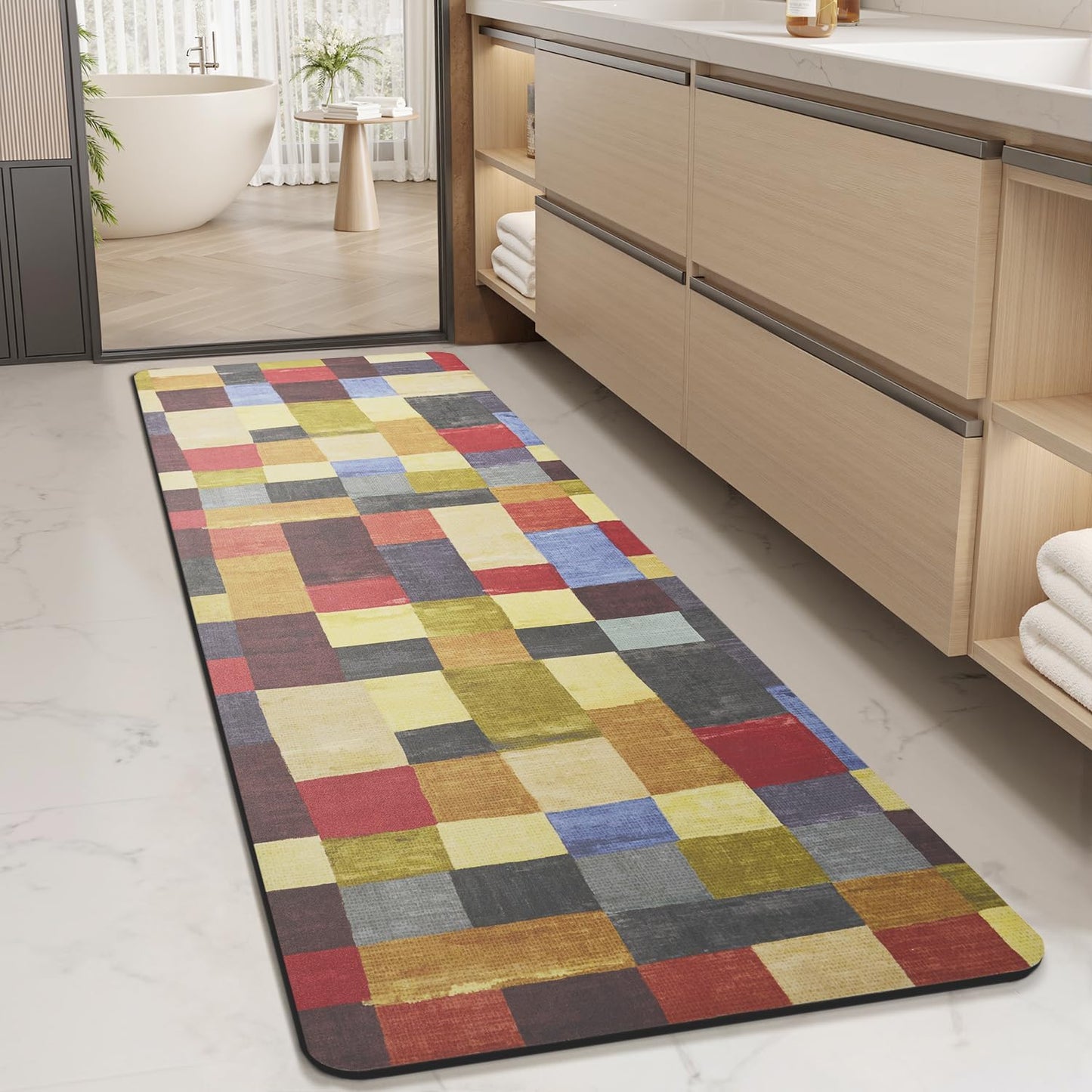 MontVoo Non Slip Thin Bathroom Rug Quick Dry Absorbent Grey