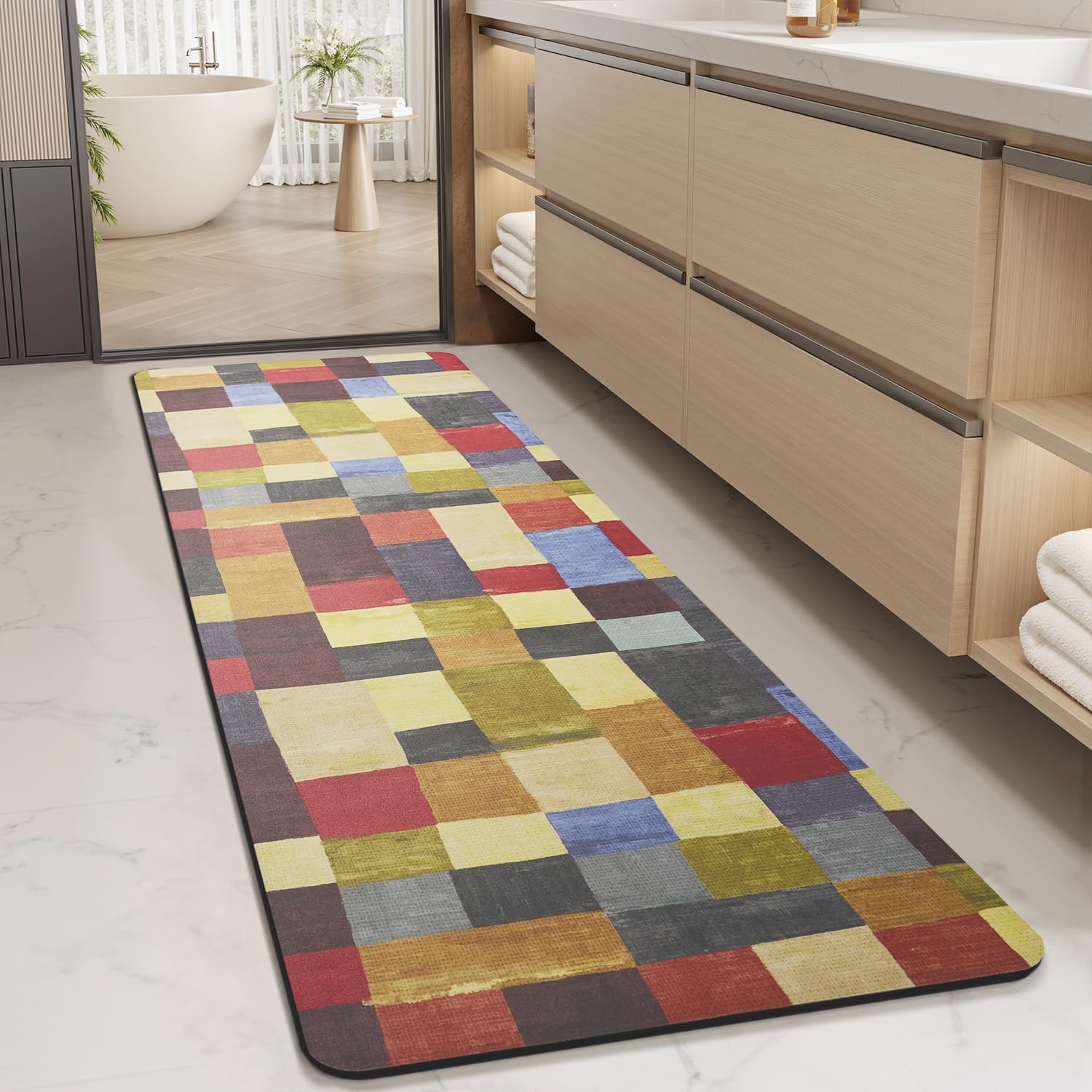 MontVoo Non Slip Thin Bathroom Rug Quick Dry Absorbent Grey