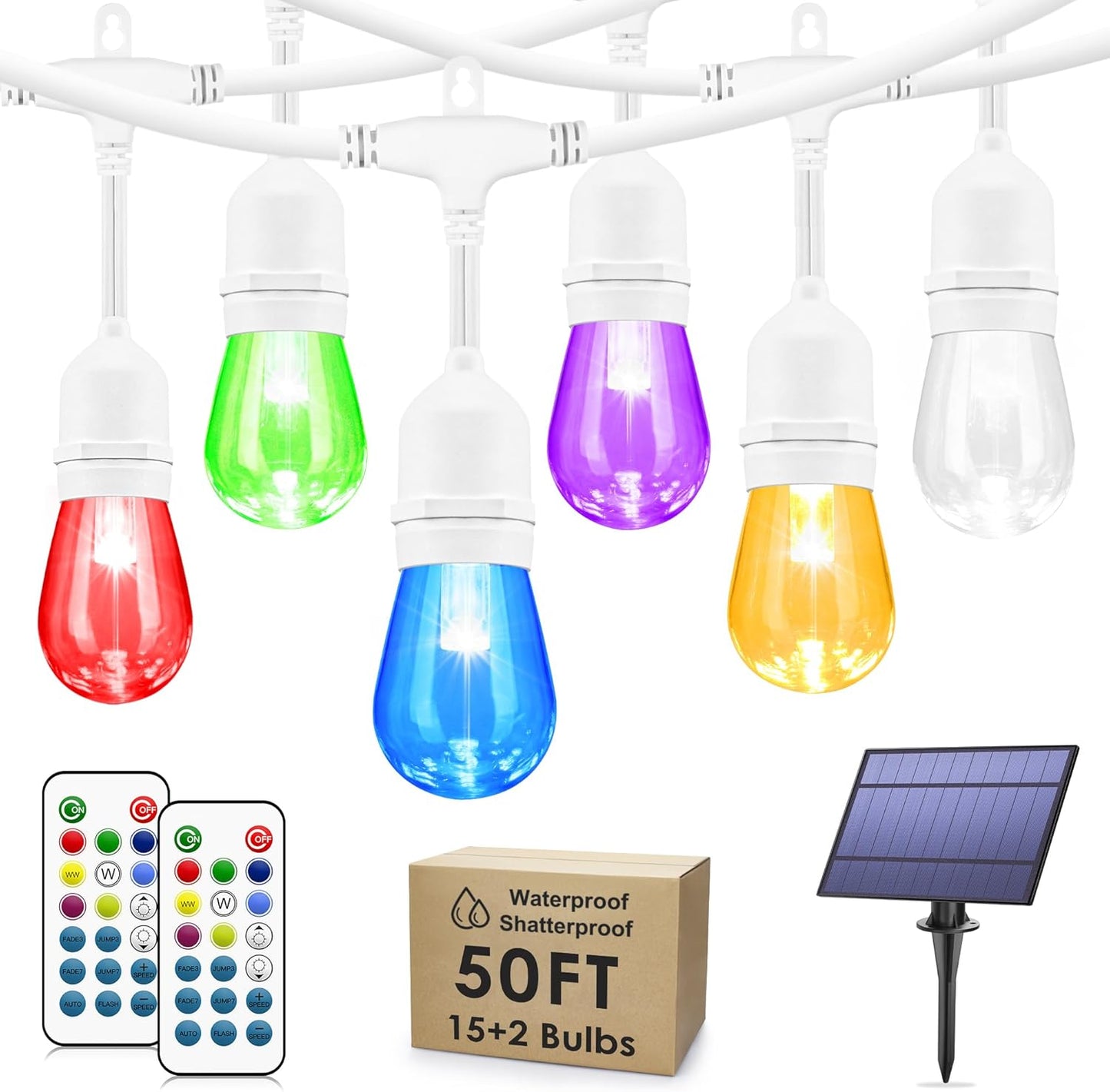 50FT RGB Solar Outdoor String Lights for Any Occasion