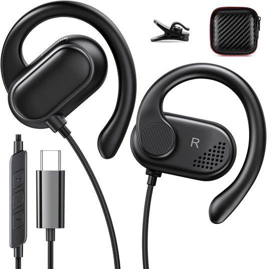 Rotatable Earhook USB C Earbuds for iPhone & Samsung