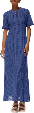 Eyelet Cover Up Dress Maxi - Resort Vacation Sundress