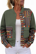 Womens Bomber Jacket Fall Winter Trendy Button Down Varsity Jacket