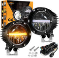 4 in 110W Round Offroad Lights with Amber DRL - High Brightness