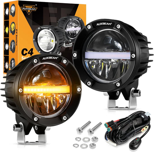 Auxbeam 4 Inch 110W Round Offroad Lights for Trucks and SUVs