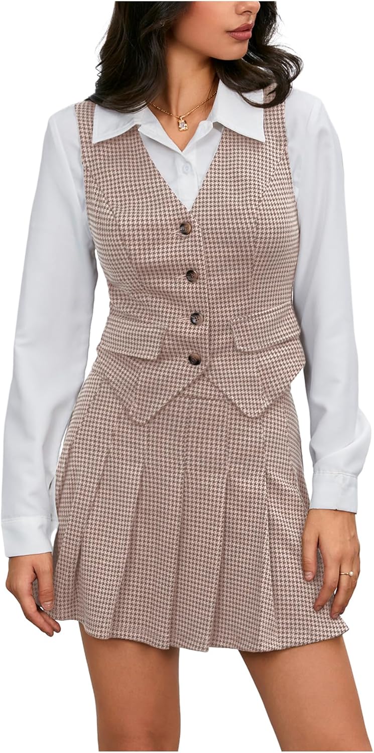 Milumia Women's Plaid Skirt Sets for Stylish Business Outfits