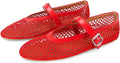 MICIFA Women's Mesh Ballet Flats Mary Jane Shoes - Mesh & Patent Trim