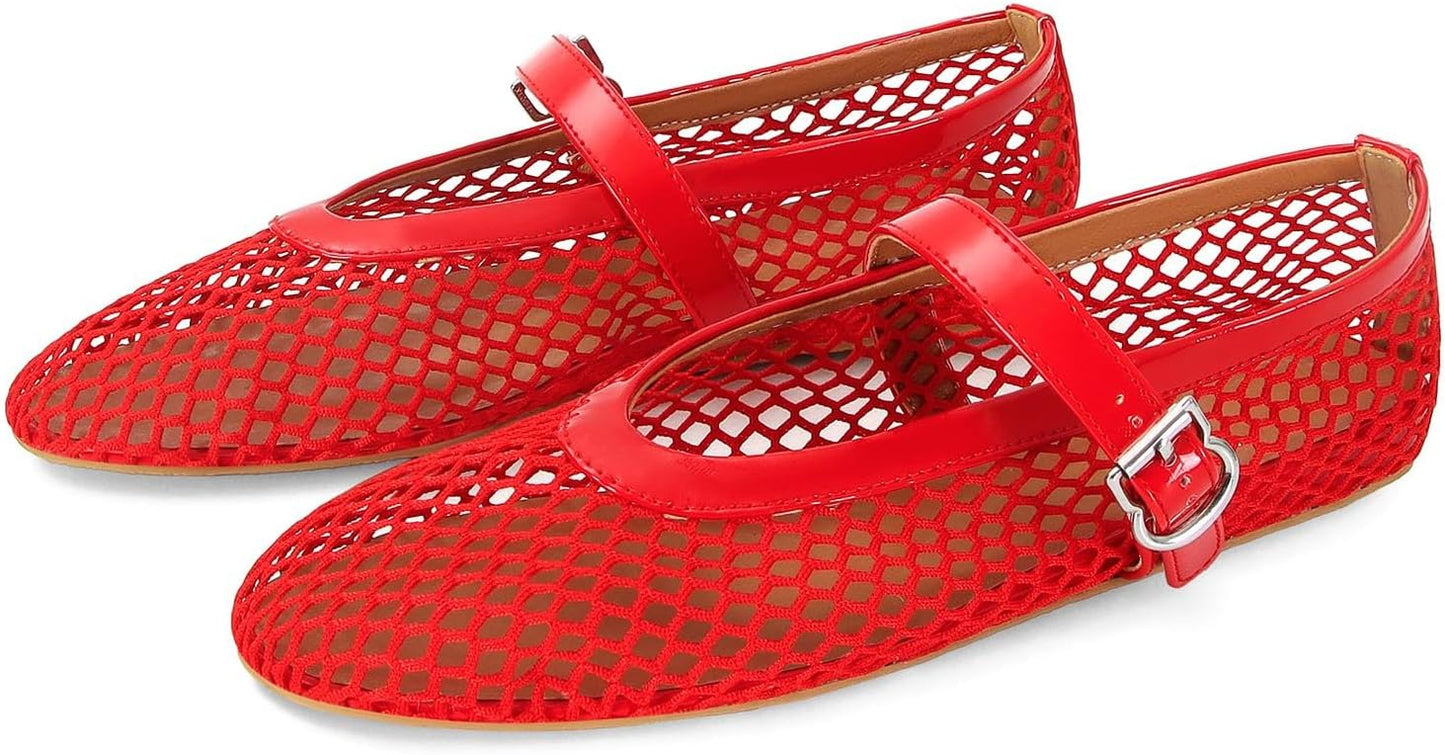 Stylish Mesh Ballet Flats for Women - Comfortable Mary Jane Shoes