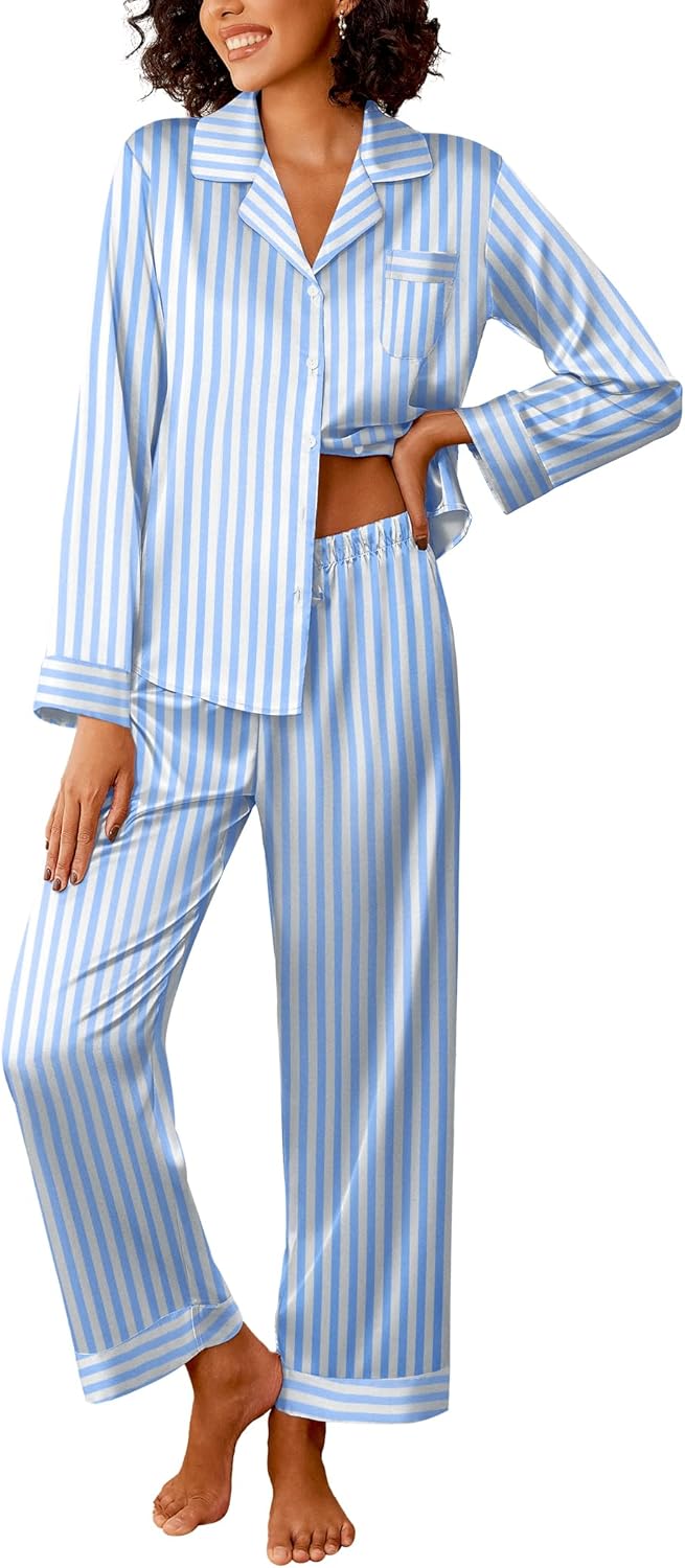 Ekouaer Womens Silk Satin Pajama Sets for Ultimate Comfort