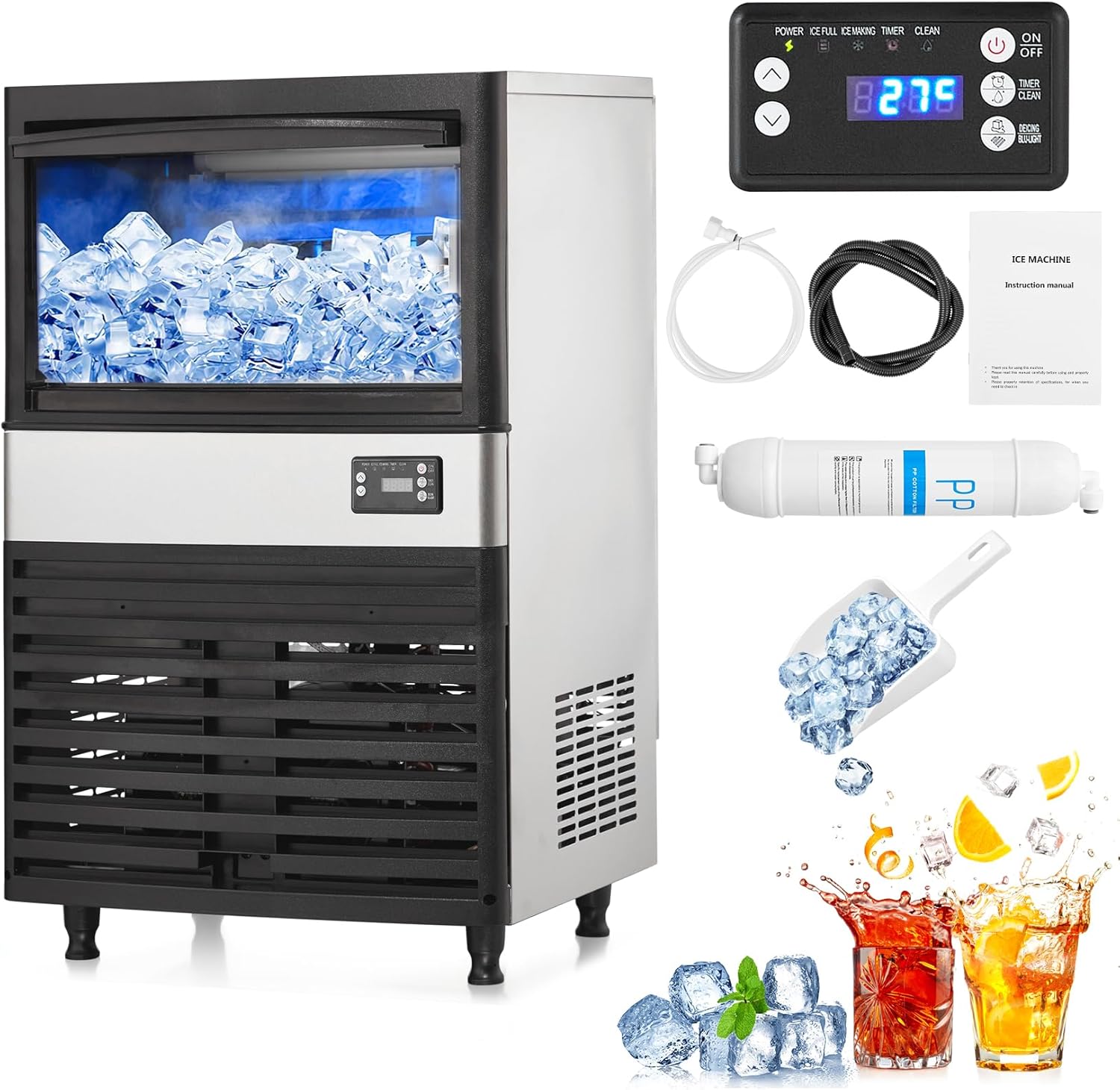 TROPOW 130Lbs Ice Maker: Fast Ice Production, Easy Cleaning!