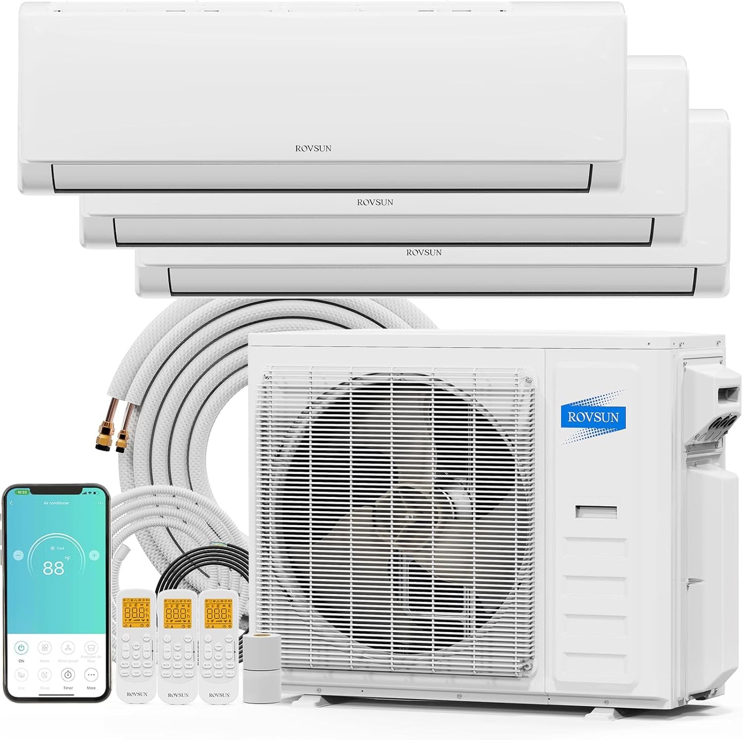 ROVSUN 35k BTU Tri-Zone WiFi Mini Split AC/Heating System