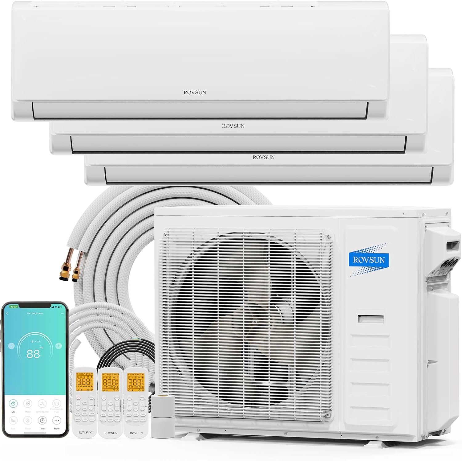 ROVSUN 35k BTU Tri-Zone WiFi Mini Split AC/Heating System