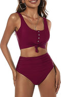 ZAFUL Women's High Waisted Bikini Scoop Neck Two Piece Swimsuit