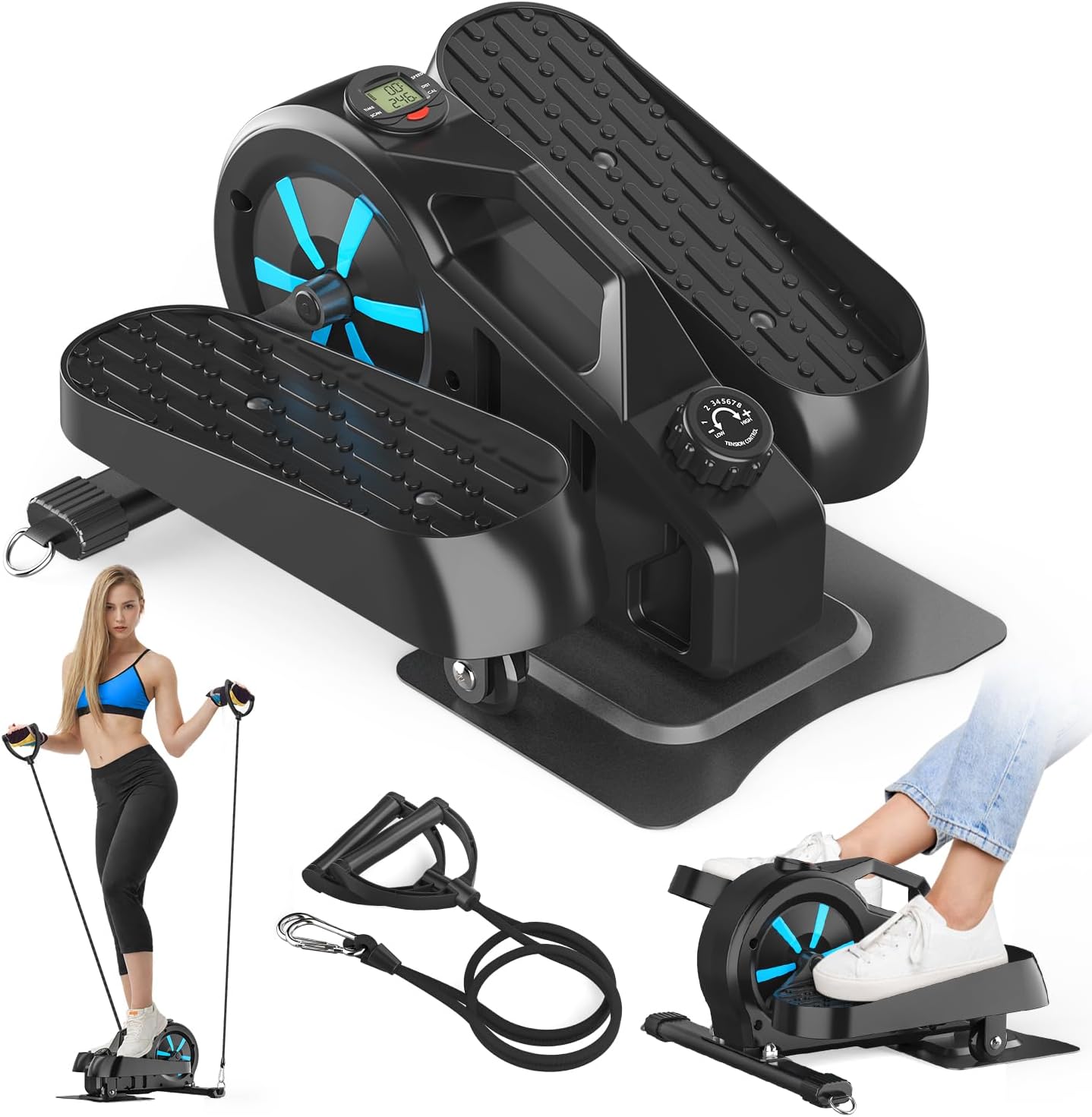 Portable Quiet Under Desk Elliptical ~ 2 Resistance Bands