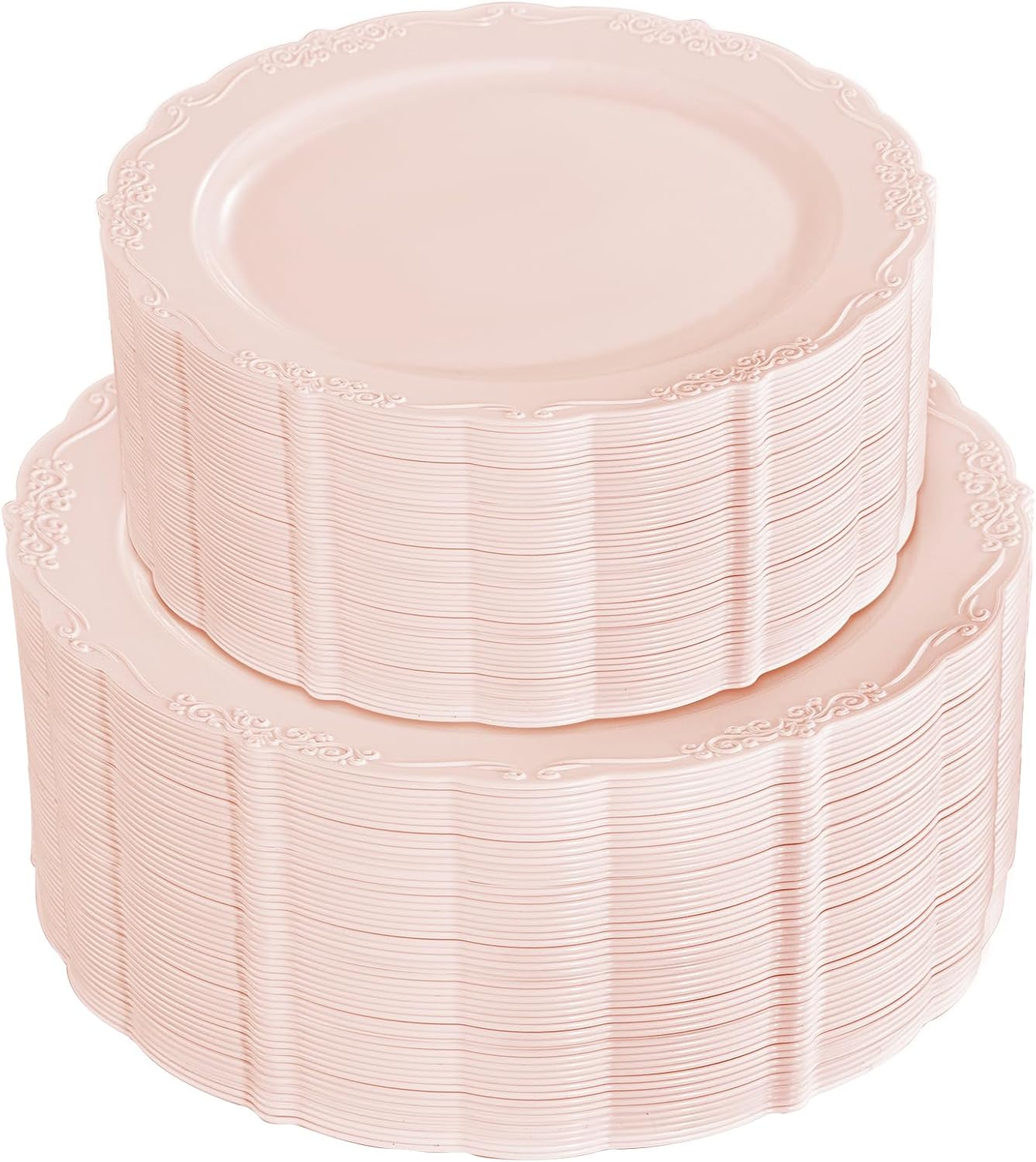 100PCS Mauve Pink Plastic Plates for Elegant Party Supplies
