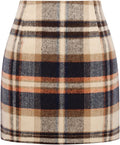 Womens High Waist Plaid Skirt Bodycon Pencil Wool Mini (Style J5W7)