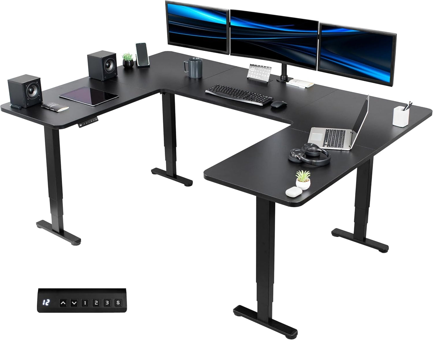 VIVO 83x60 Electric U-Shaped Standing Desk