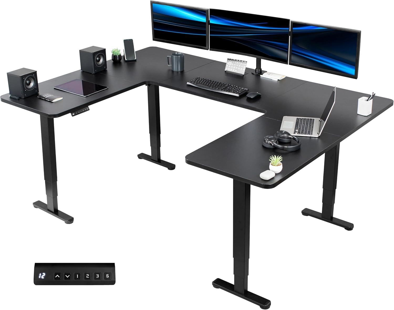 VIVO 83x60 Electric U-Shaped Standing Desk
