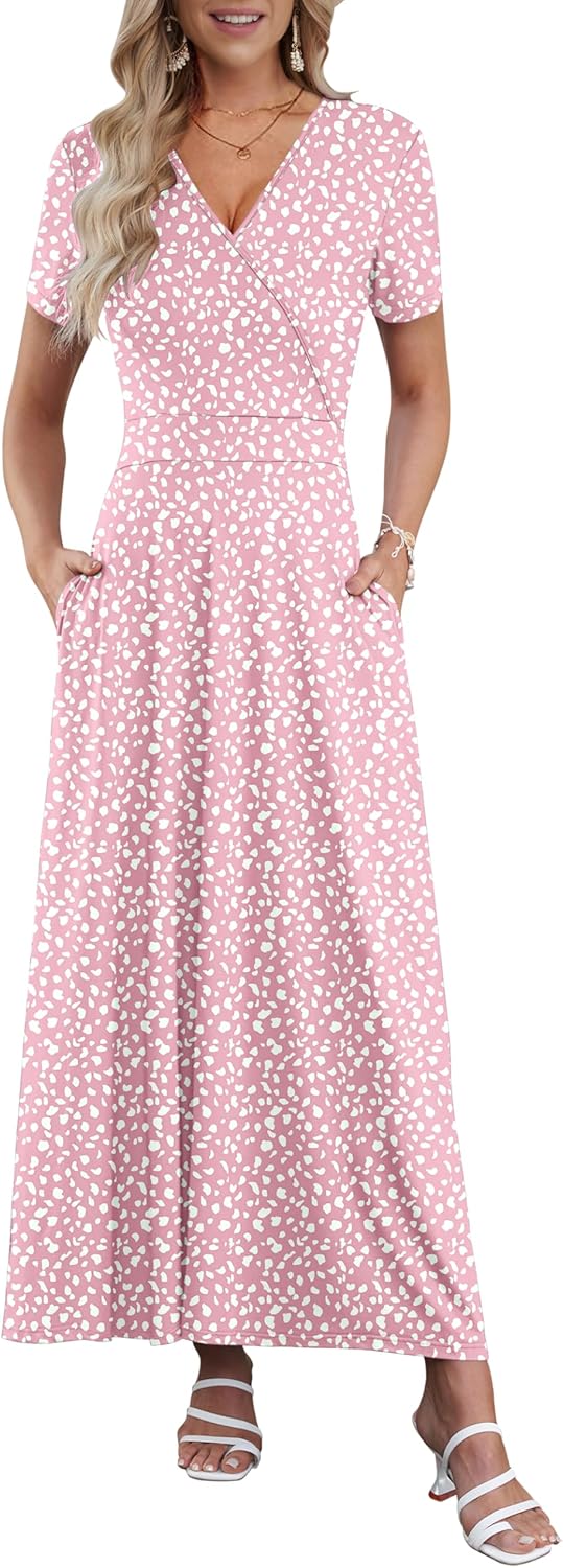 AUSELILY Maxi Dresses for Women with Pockets and Floral Print