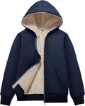 Unisex Kids Sherpa Lined Fleece Jacket Hoodie - Warm Zip Up