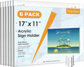 Wall Mount Sign Holder 11 x 17 in Clear Plastic Frame - 6 Pack