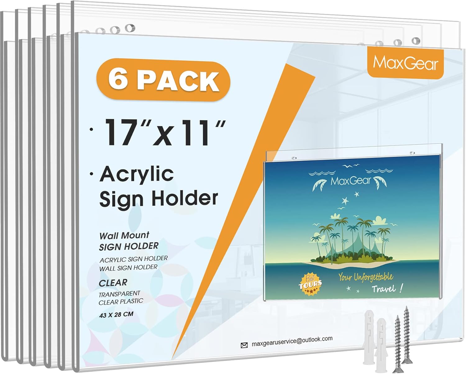MaxGear Wall Mount Sign Holder 11 x 17 Inch for Displaying Signs
