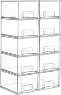 Clear Small Stackable Storage Drawers 10 Pack - Compact Organizer