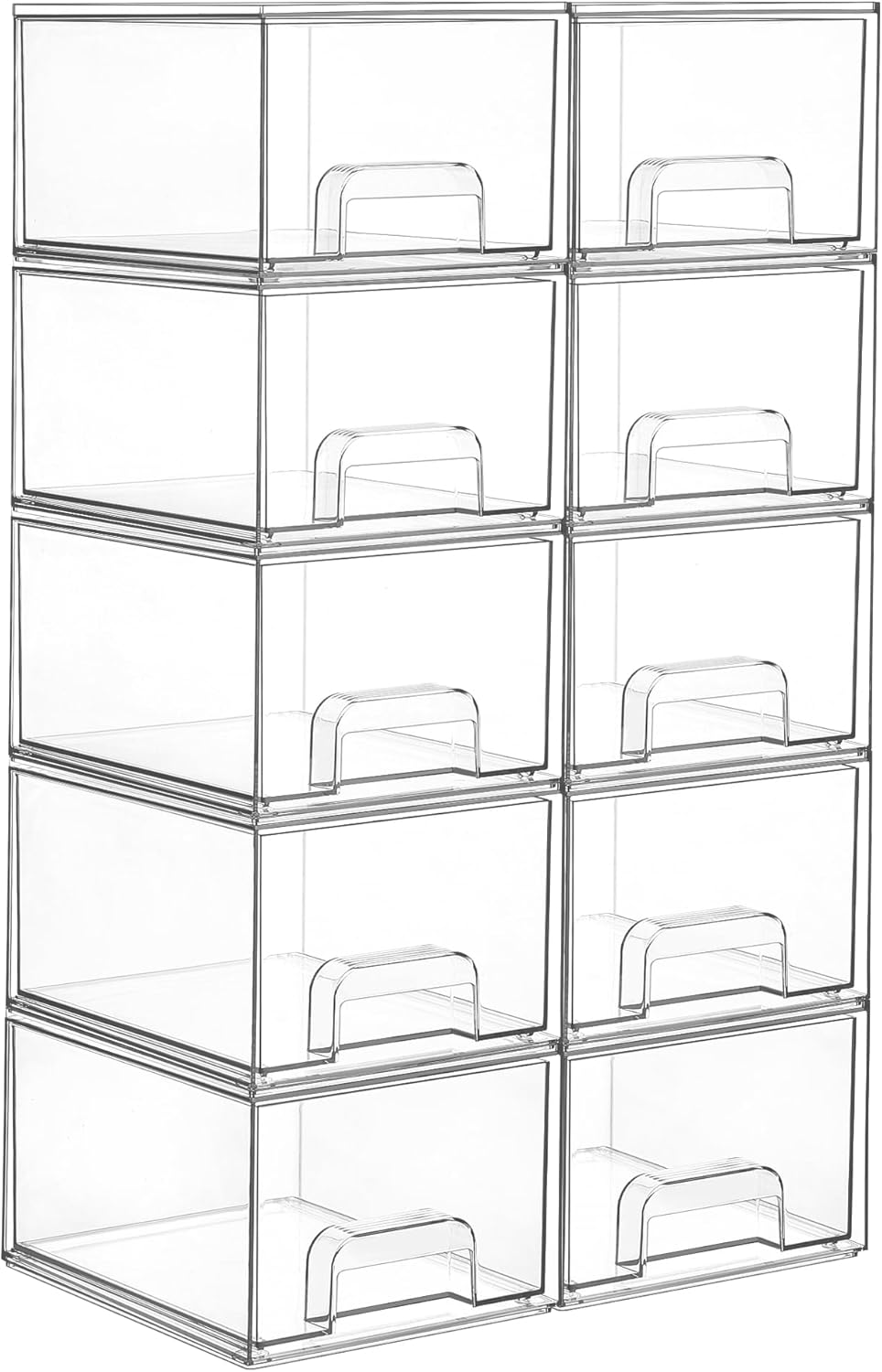 Vtopmart Clear Small Stackable Storage Drawers for Home Organization