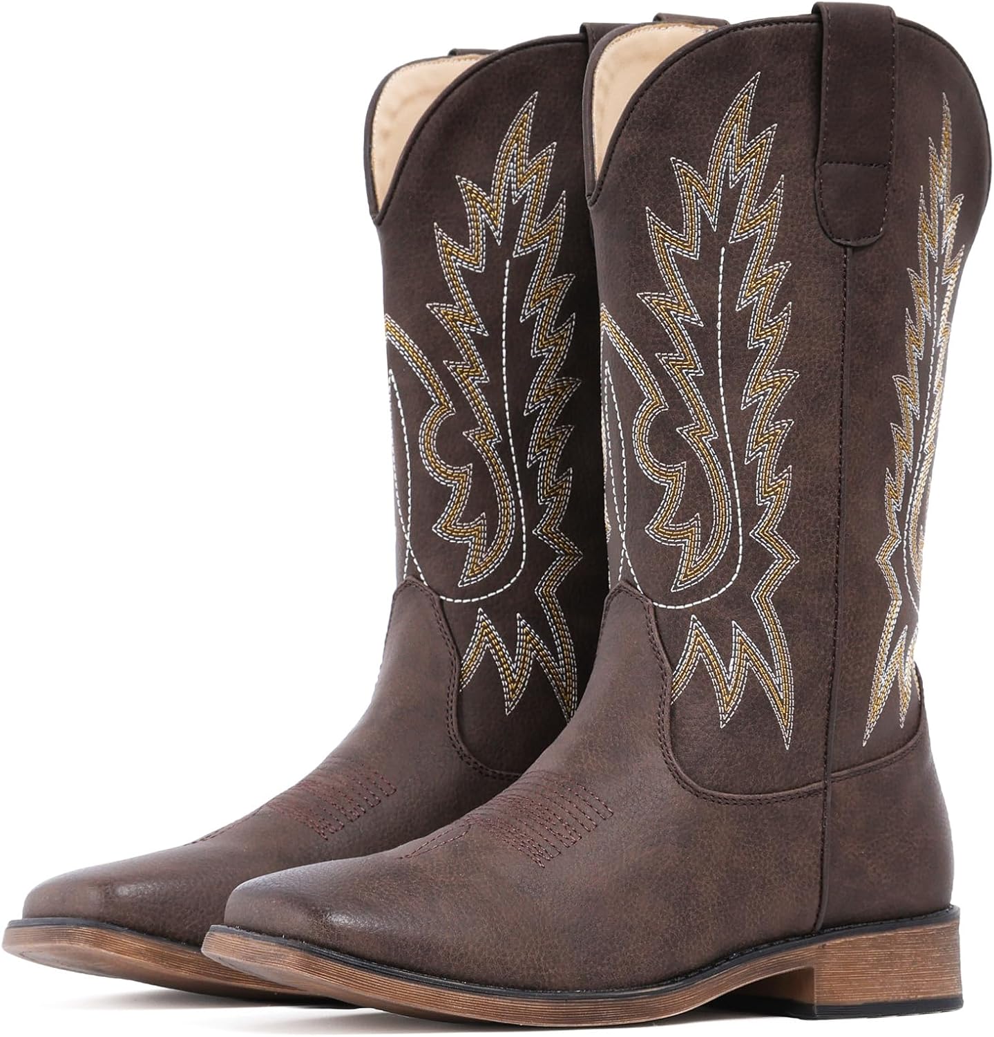 IUV Cowboy Boots for Women - Stylish Square Toe Mid Calf Boots
