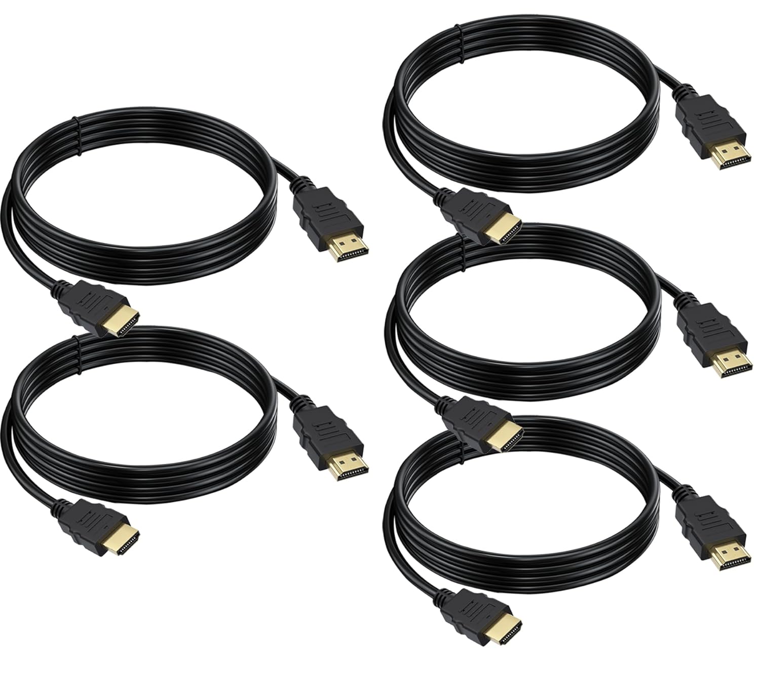4K HDMI Cables 5-Pack, 6FT Shielded - High Quality Streaming
