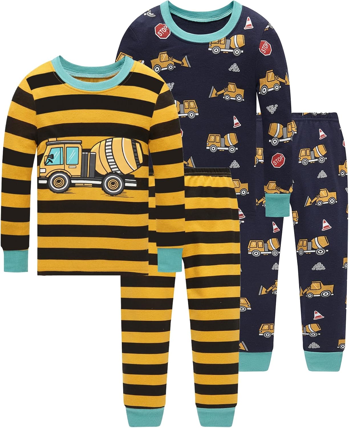 Dolphin&Fish Boys Pajamas 4Piece Toddler Kids Pjs Sets Cotton
