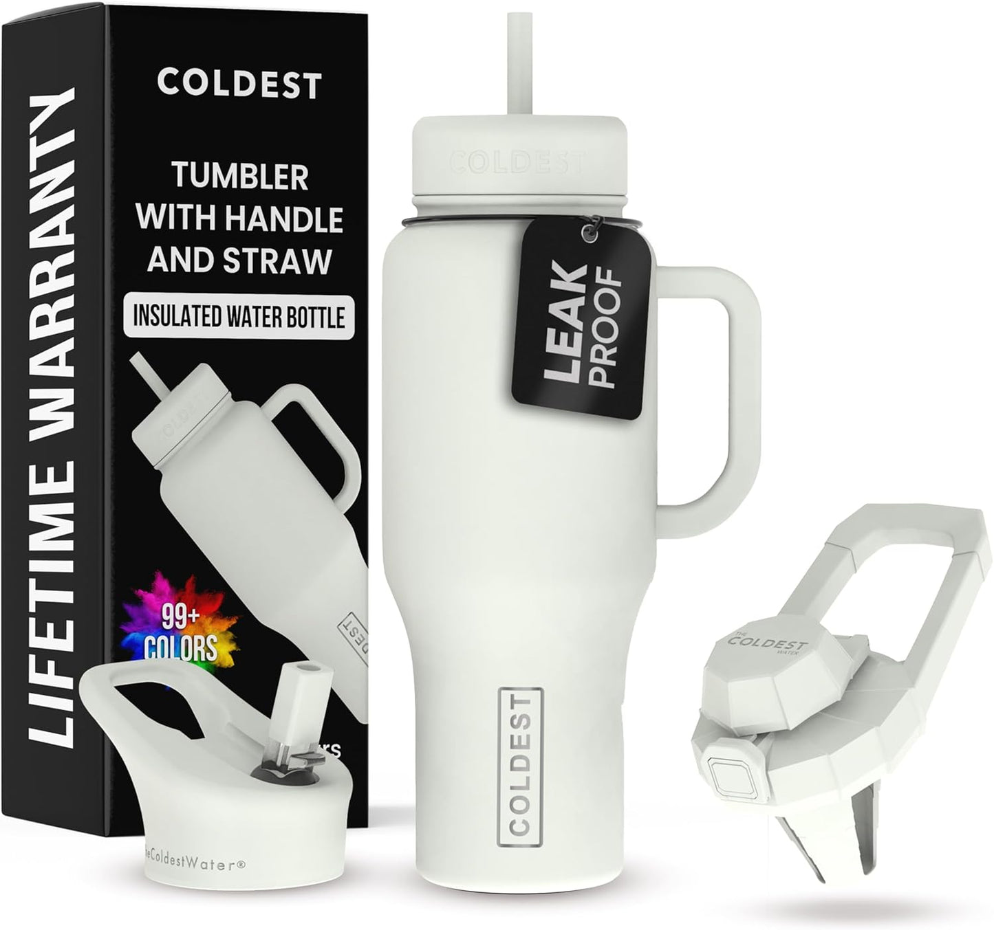 Coldest Tumbler with Handle and Straw - 100% Leak Proof Insulated