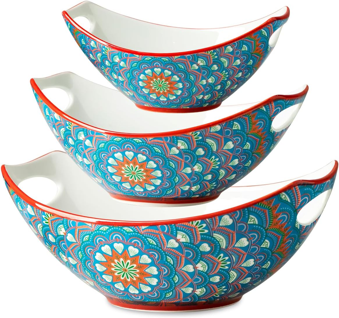 Bohemian Serving Bowls with Handles for Entertaining Needs